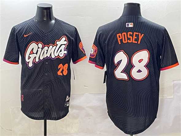Men%27s San Francisco Giants #28 Buster Posey Anthracite 2025 City Connect Limited Stitched Jersey